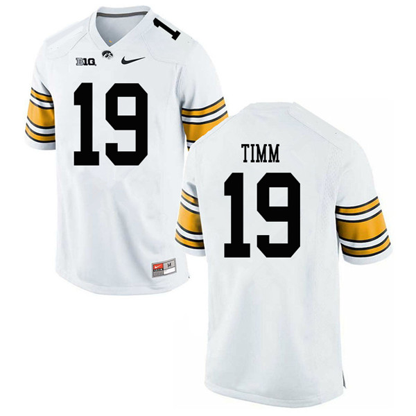 Men #19 Mike Timm Iowa Hawkeyes College Football Jerseys Sale-White